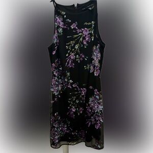 White House Black Market Size 4 Black Mini Dress with Purple and green sequins